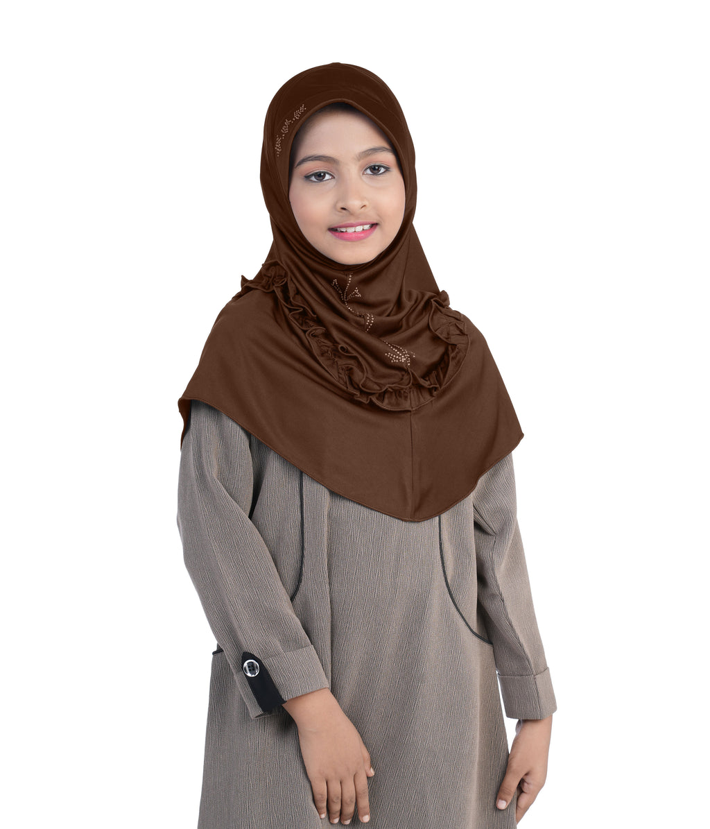 Mehar Little Nidha Hijab for Girls – Embellished with Embroidery & amp S