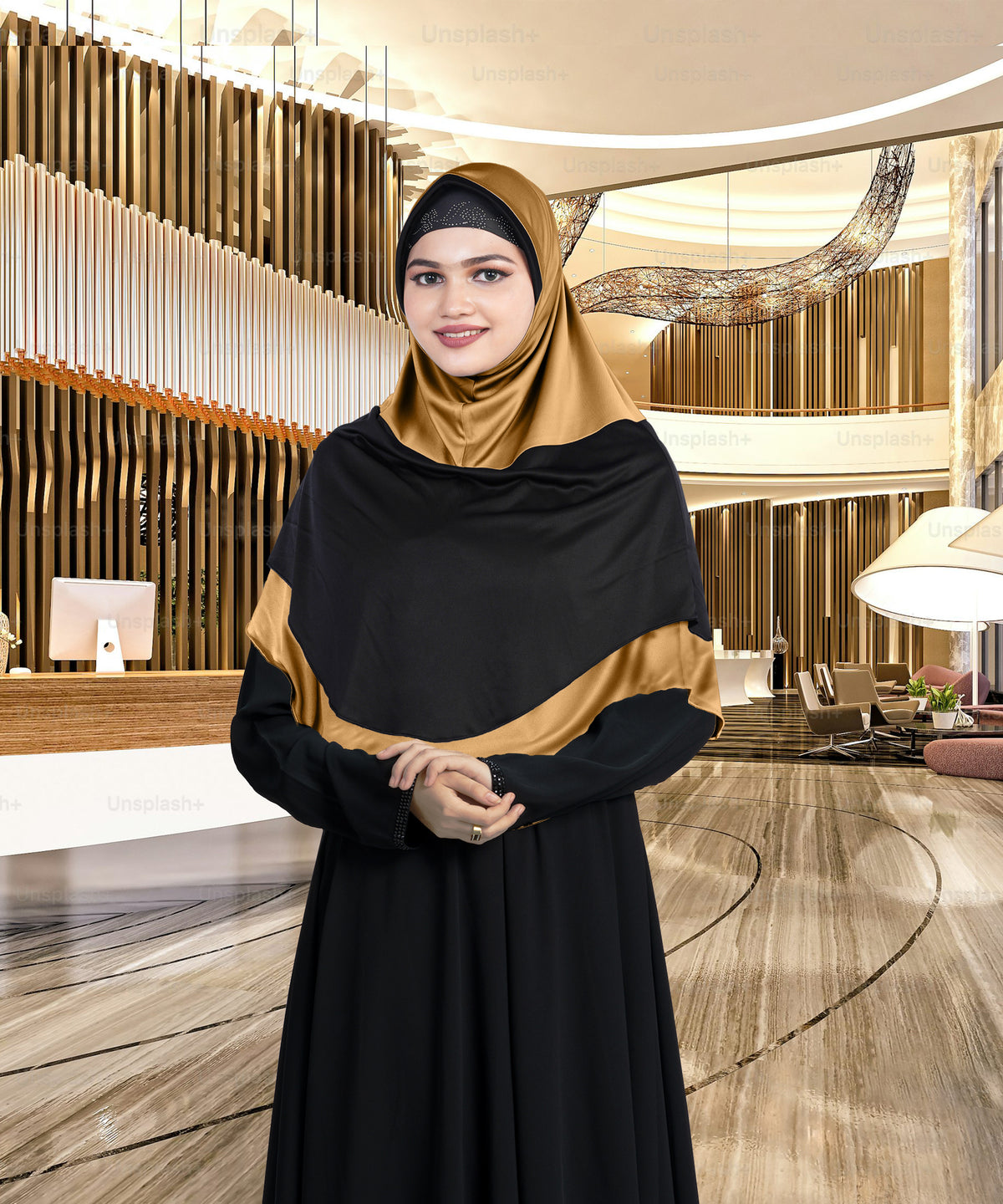 Mehar Dual-Tone Layered Elegance-Coverage-Comfort Razia Hijab