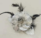Women's Flower Brooches Silver and Black feathers for enhance your dressing styl