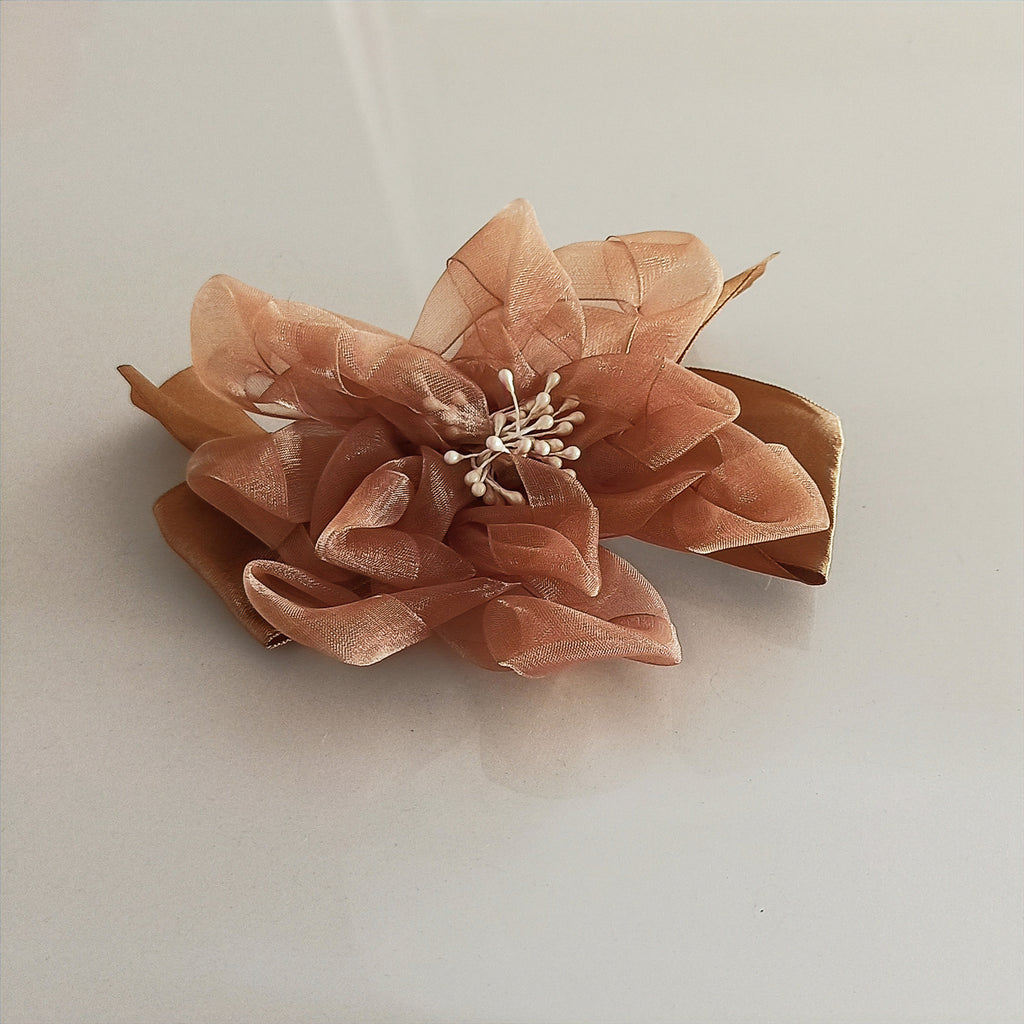 Women's milk chocolate color with fabric stone designed brooches (pack of 2)