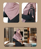 Famya Hijab Elegant Modest Hijab with Lace-Up Shoulder & Stone Embellishment