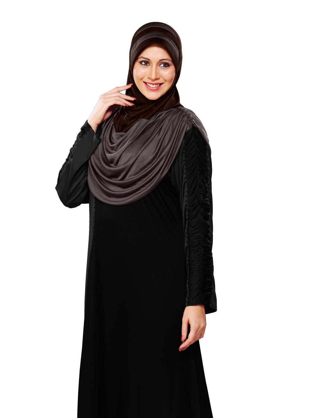 WOMEN'S STYLISH DUAL TONE AFEEFA HIJAB BLACK AND GREY