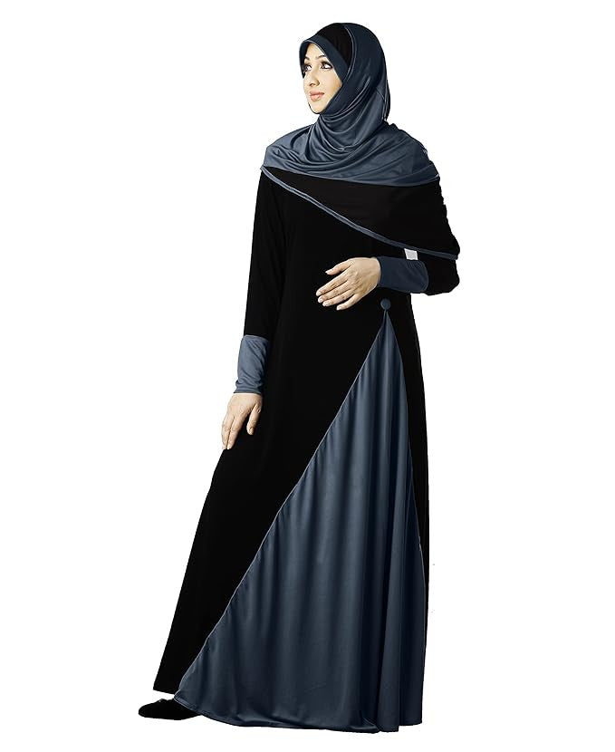Mehar Hijab Women's Modestly Stylish Look Ziya Dual Color Black-Dark Wheat Abaya