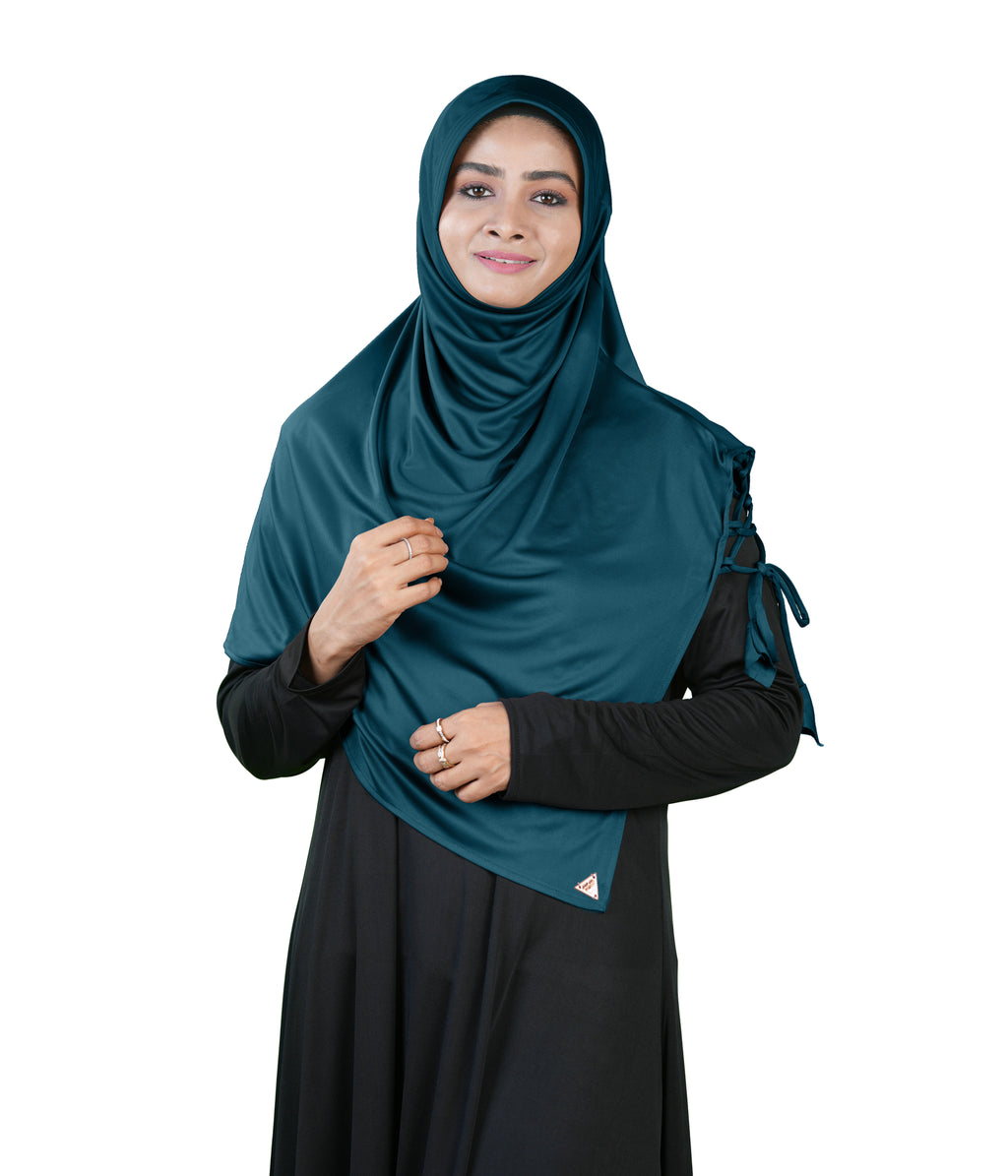 Famya Hijab Elegant Modest Hijab with Lace-Up Shoulder & Stone Embellishment