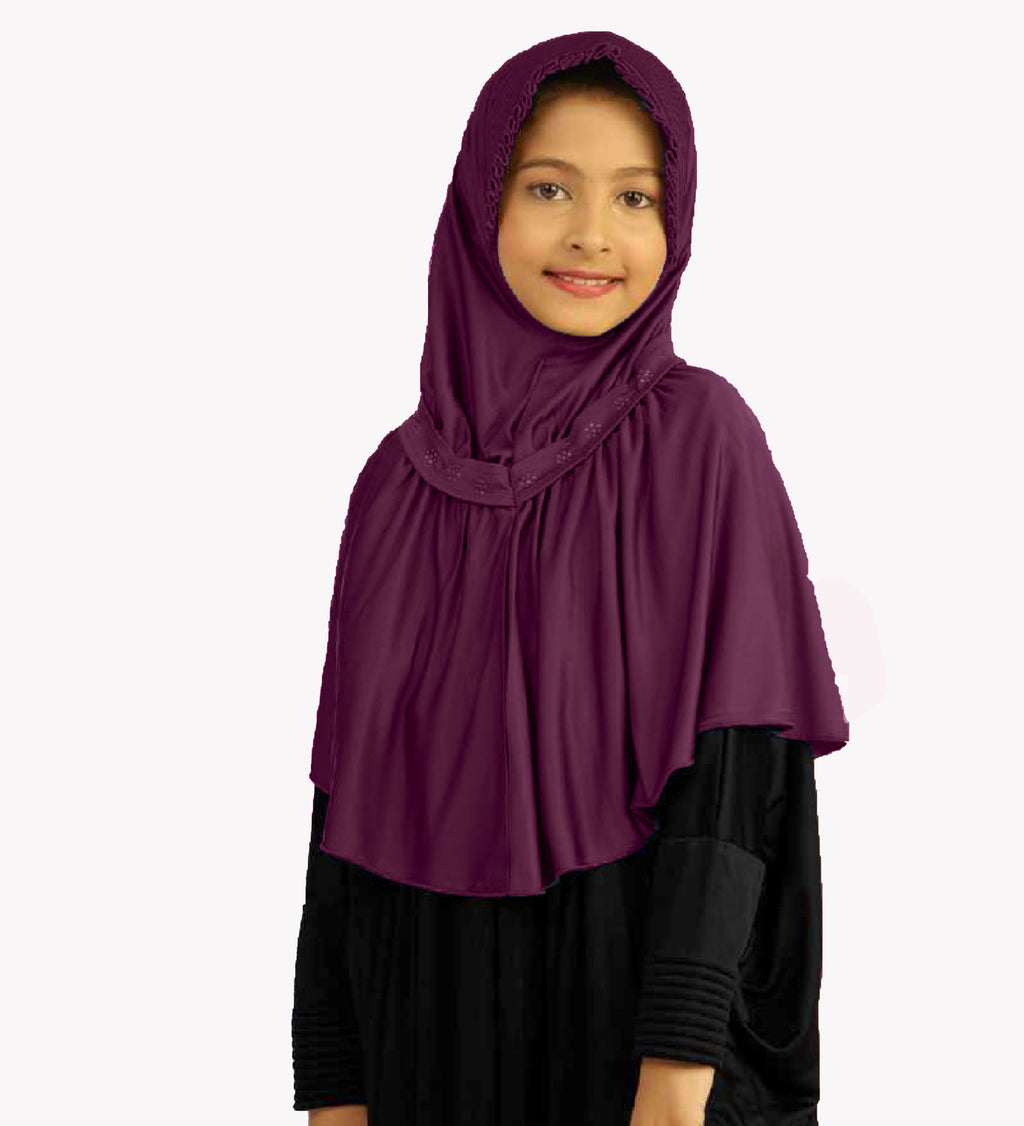 Stylish Little Fadyaa Hijab Frill Type With Stones.