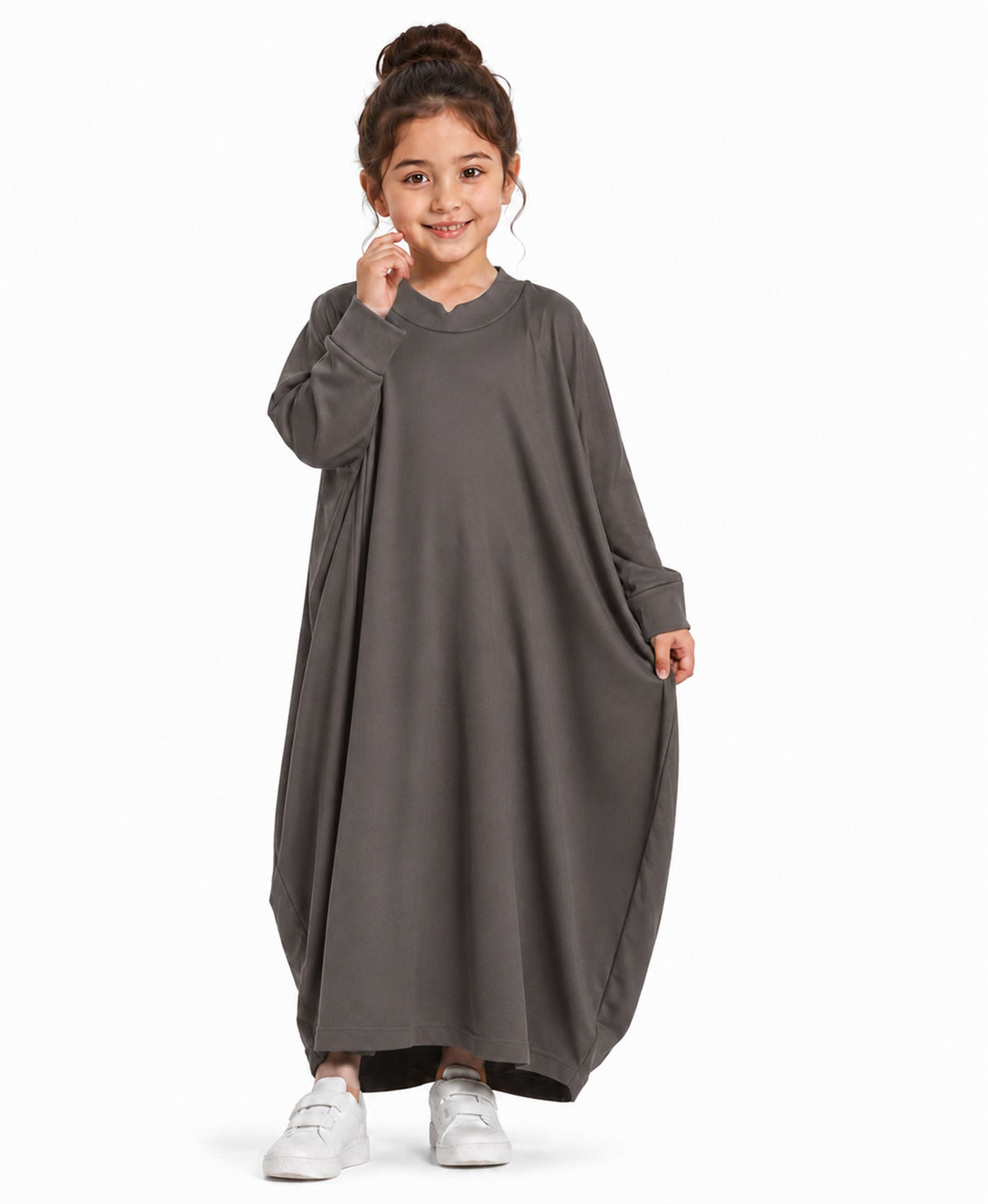 Little Mehariya Kids Lycra Abaya for Girls – Modest Batwing Sleeve Dress
