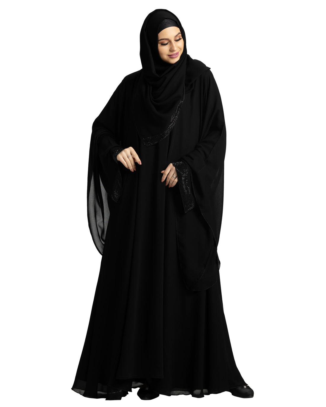 MEHAR HIJAB Rozana Abaya for Women - Crepe, Embellished