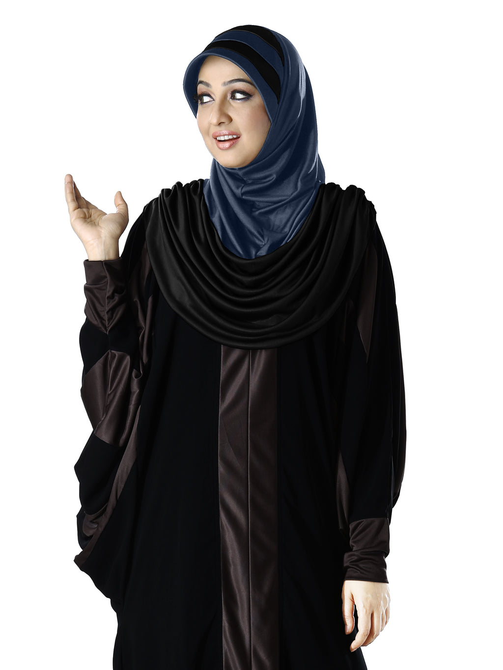 WOMEN'S STYLISH DUAL TONE AFEEFA HIJAB BLACK AND GREY