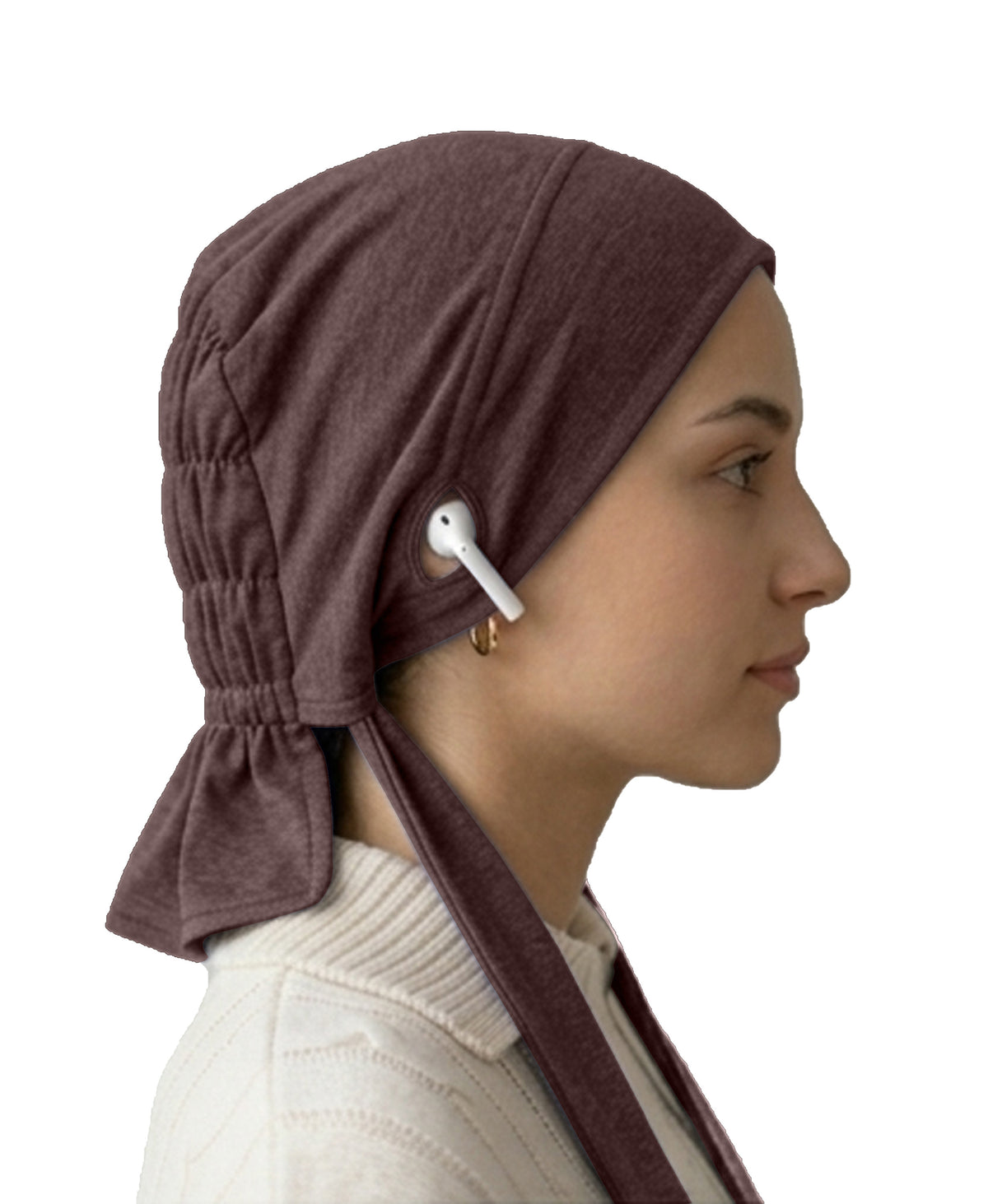 Dr. Ayesha Volume Tail Cap,Stretch Hijab with Stethoscope Ear Hole.Breathable