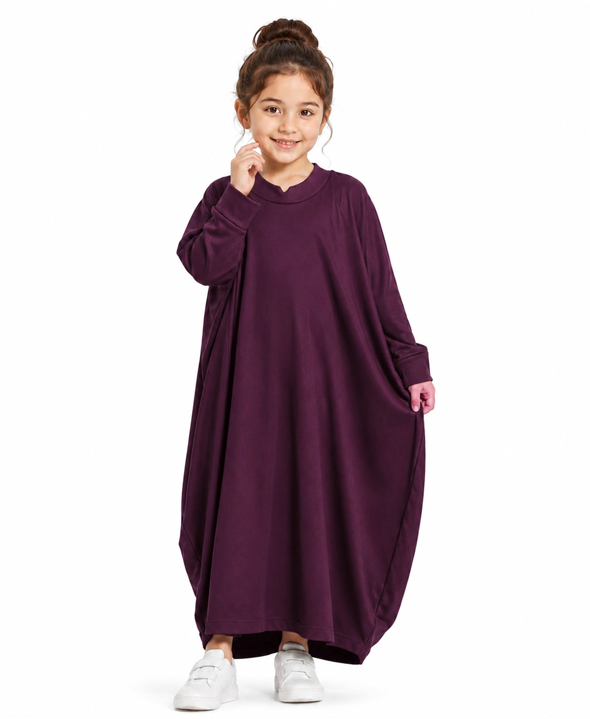Little Mehariya Kids Lycra Abaya for Girls – Modest Batwing Sleeve Dress