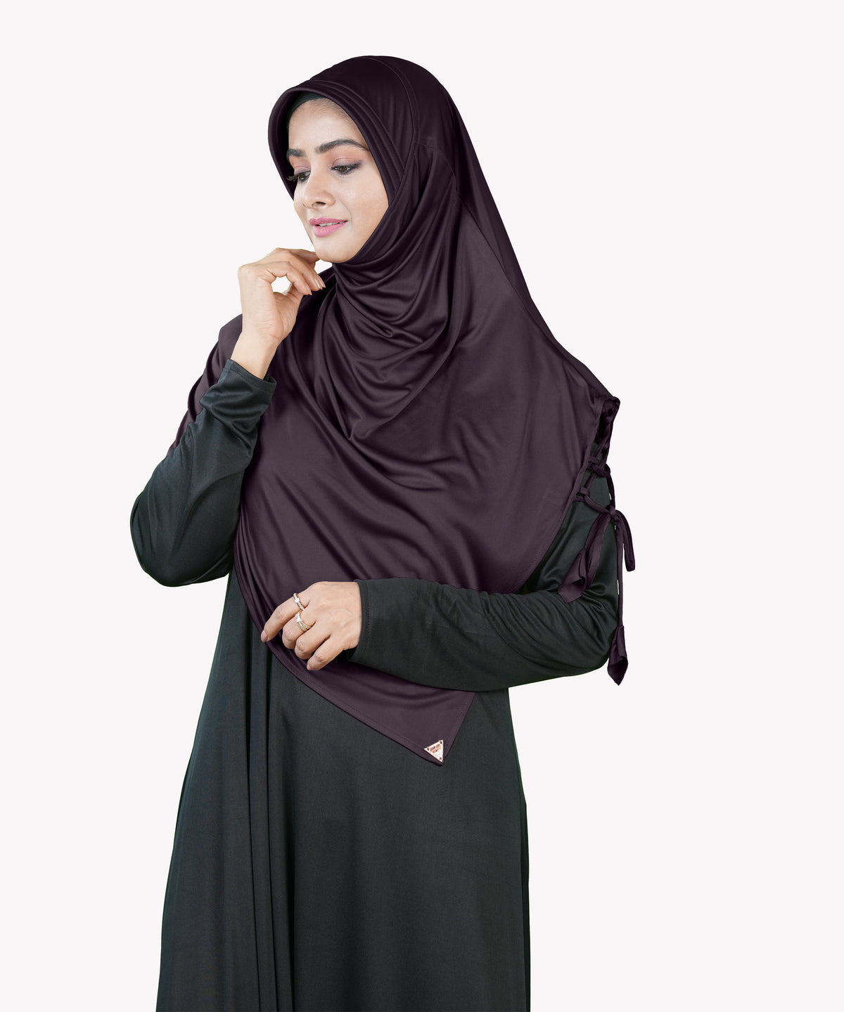 Mehar Famya Elegant Modest Hijab with Lace-Up Shoulder