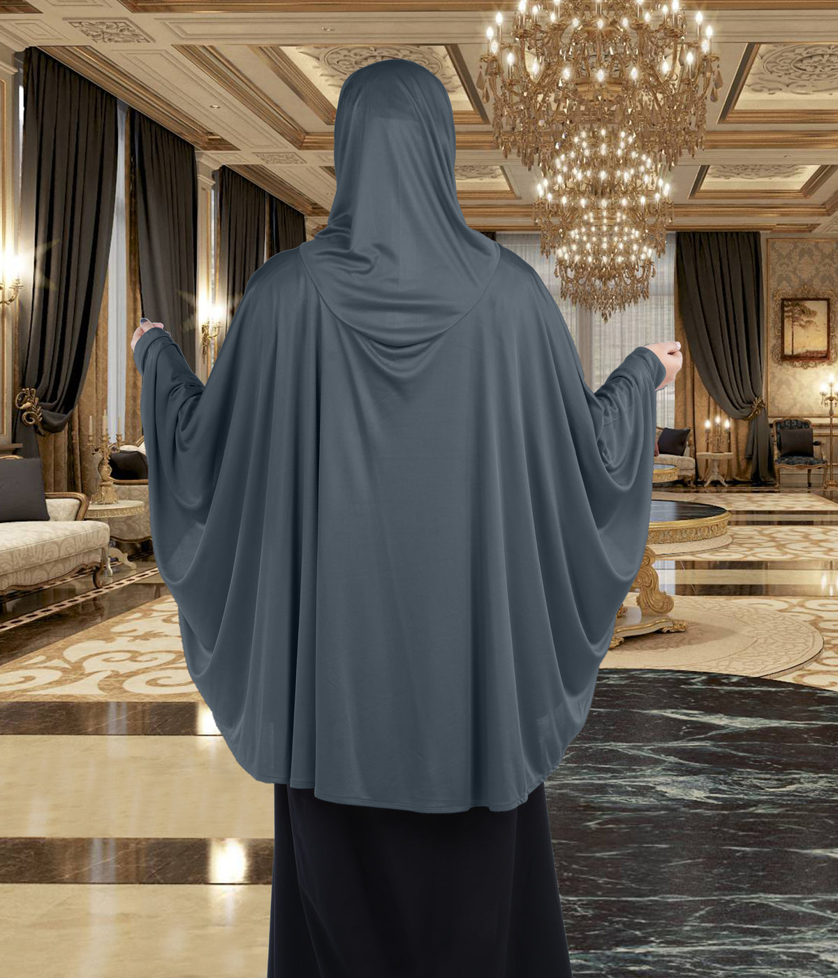 Women's Stylish Soft Rich Polyester Fabric Hanana Sleeve Hijab F Size