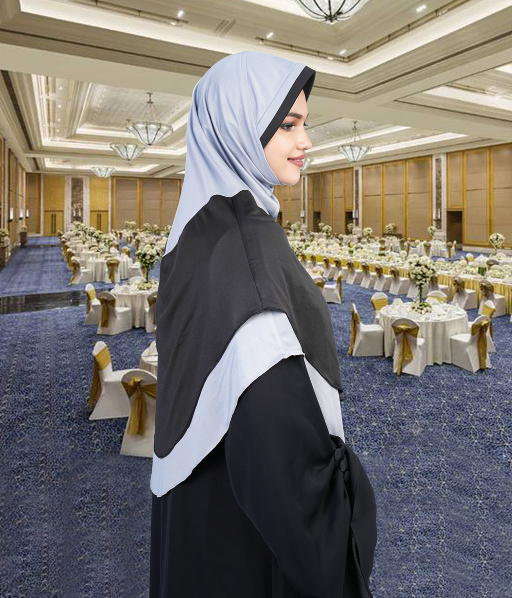 Mehar Dual-Tone Layered Elegance-Coverage-Comfort Razia Hijab