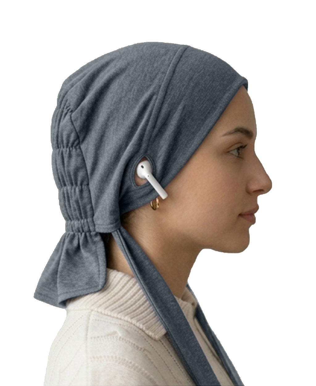 Dr. Ayesha Volume Tail Cap,Stretch Hijab with Stethoscope Ear Hole.Breat