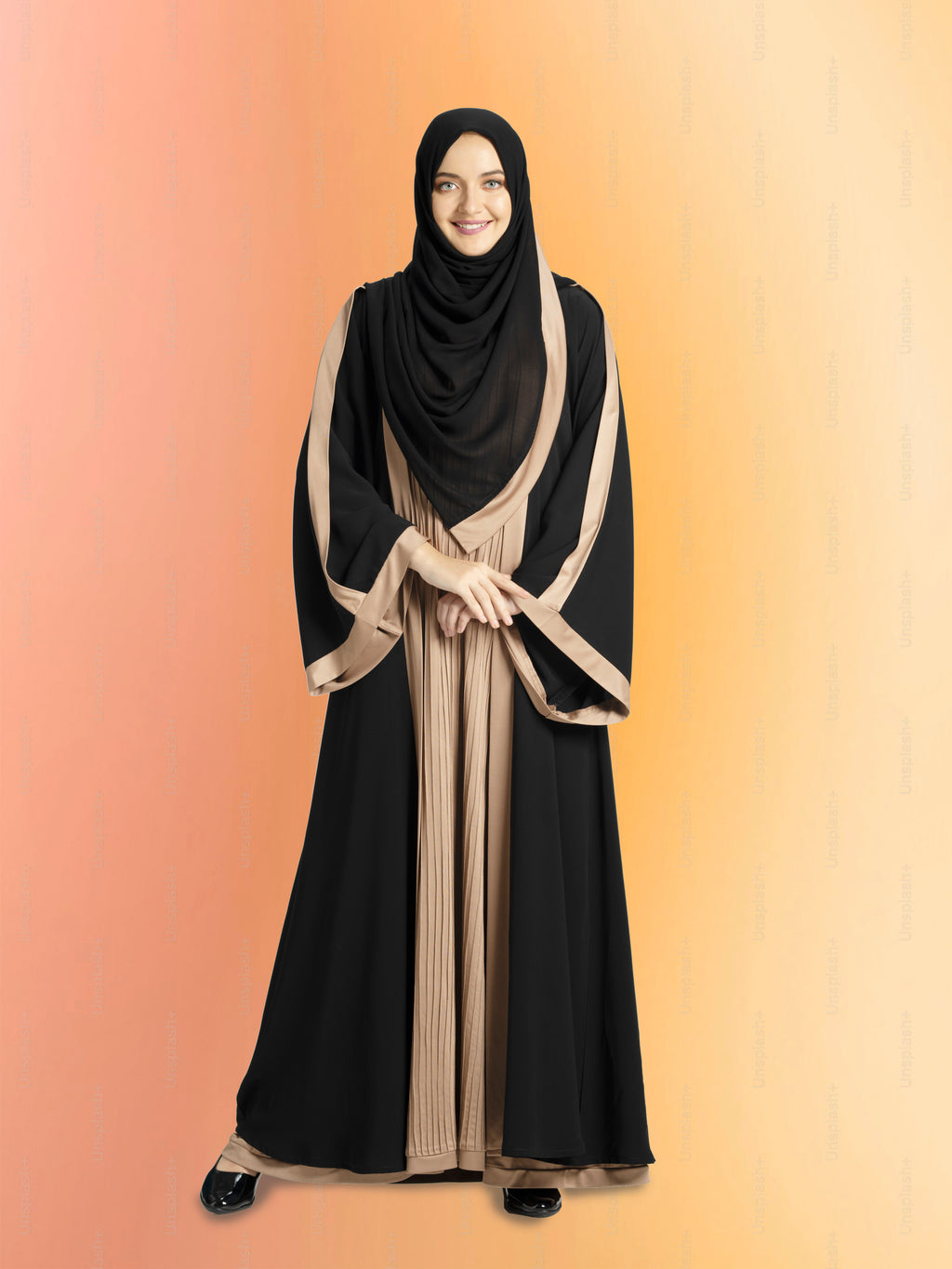 MEHAR HIJAB Shanamara Abaya for Women - Crepe, Two-Layer