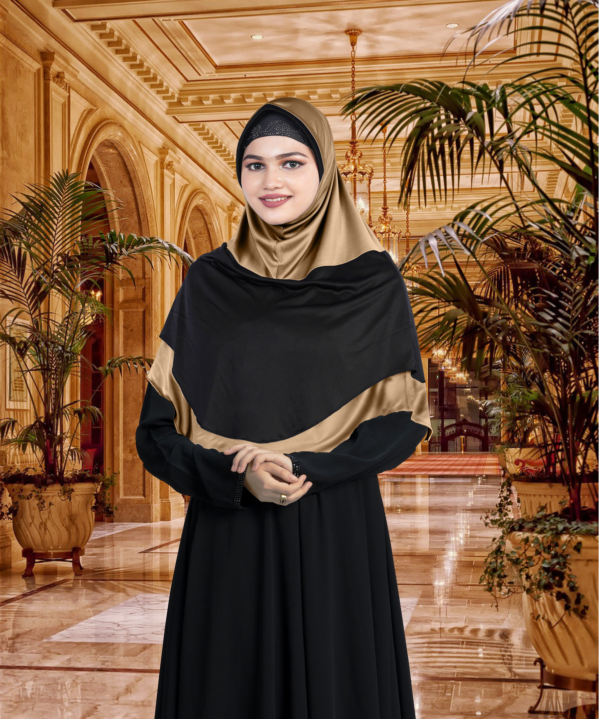 Mehar Dual-Tone Layered Elegance-Coverage-Comfort Razia Hijab