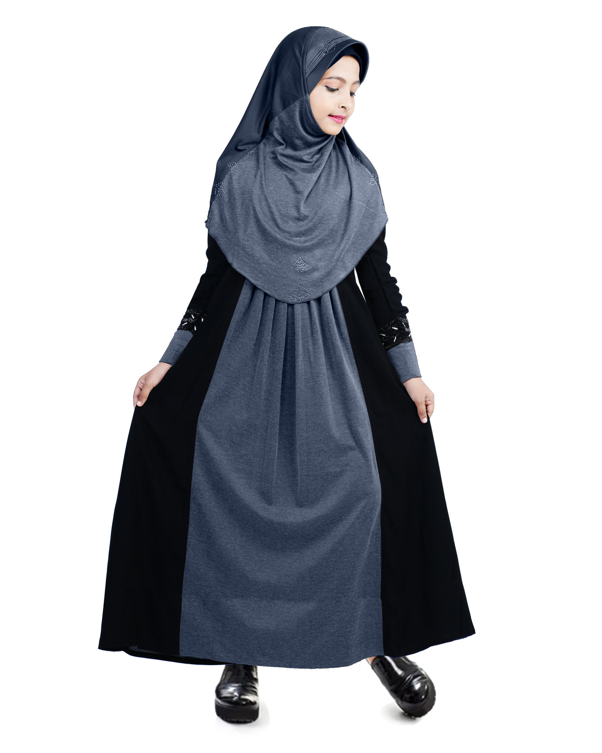 Mehar Hijab Girls's Stylish Look Dual fabric Raima Girls Abaya