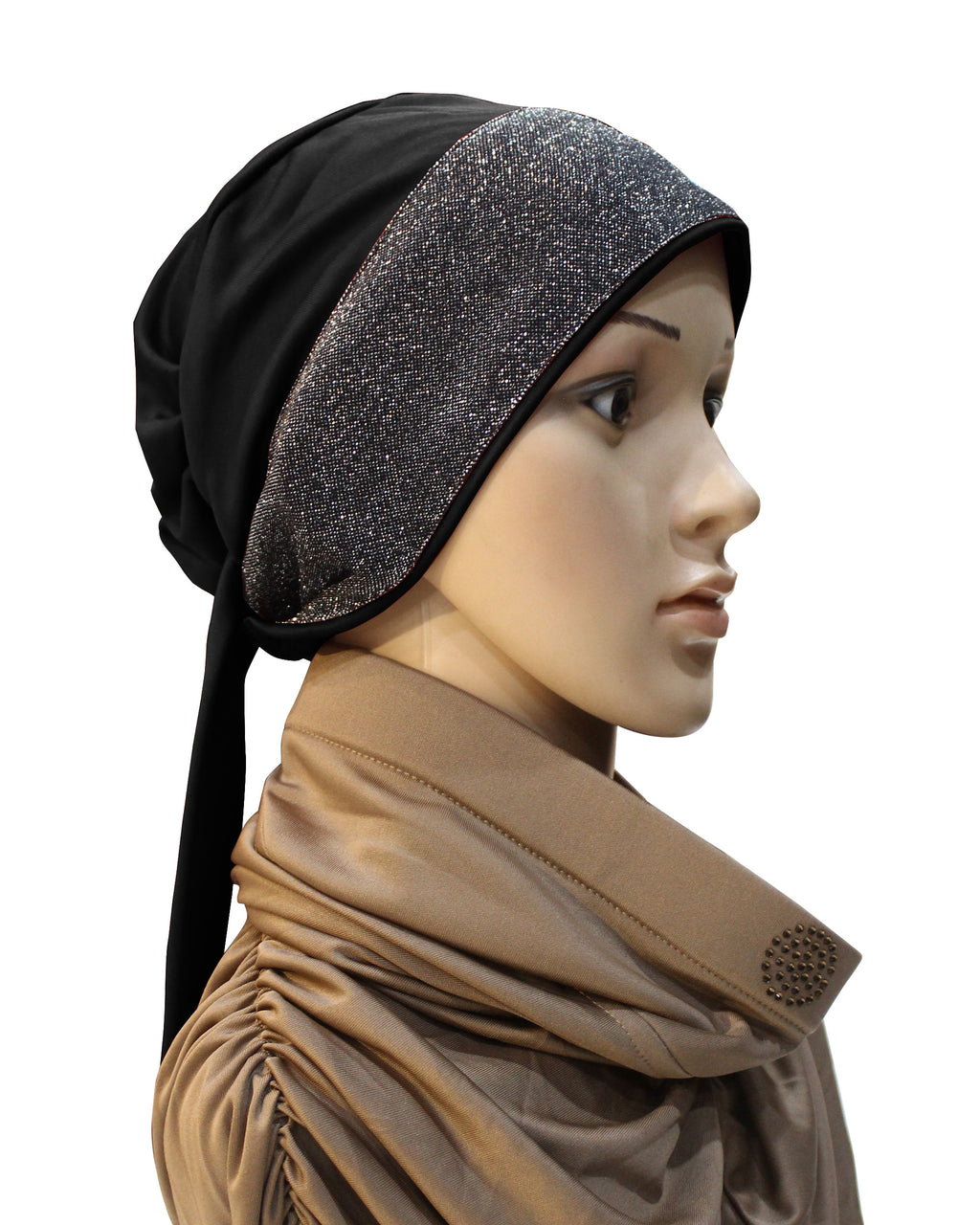 Mehar Hijab`s Women's Stylish Ponytail Headwrap Glitter Twinkle T Cap