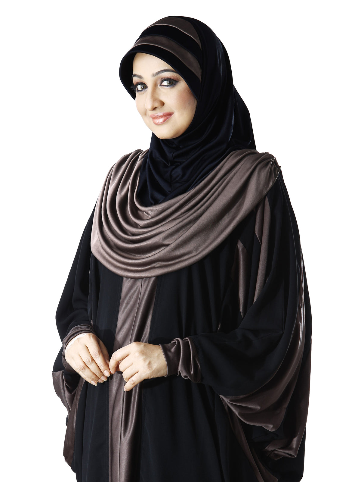 WOMEN'S STYLISH DUAL TONE AFEEFA HIJAB BLACK AND GREY