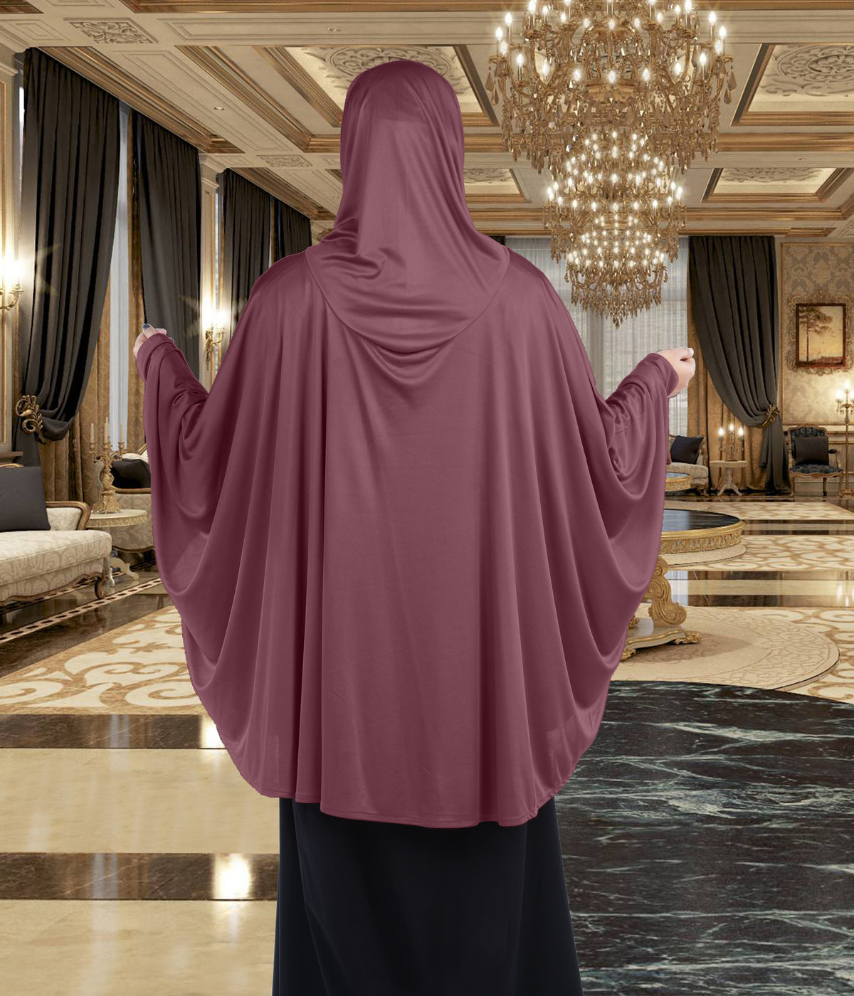Women's Stylish Soft Rich Polyester Fabric Hanana Sleeve Hijab F Size