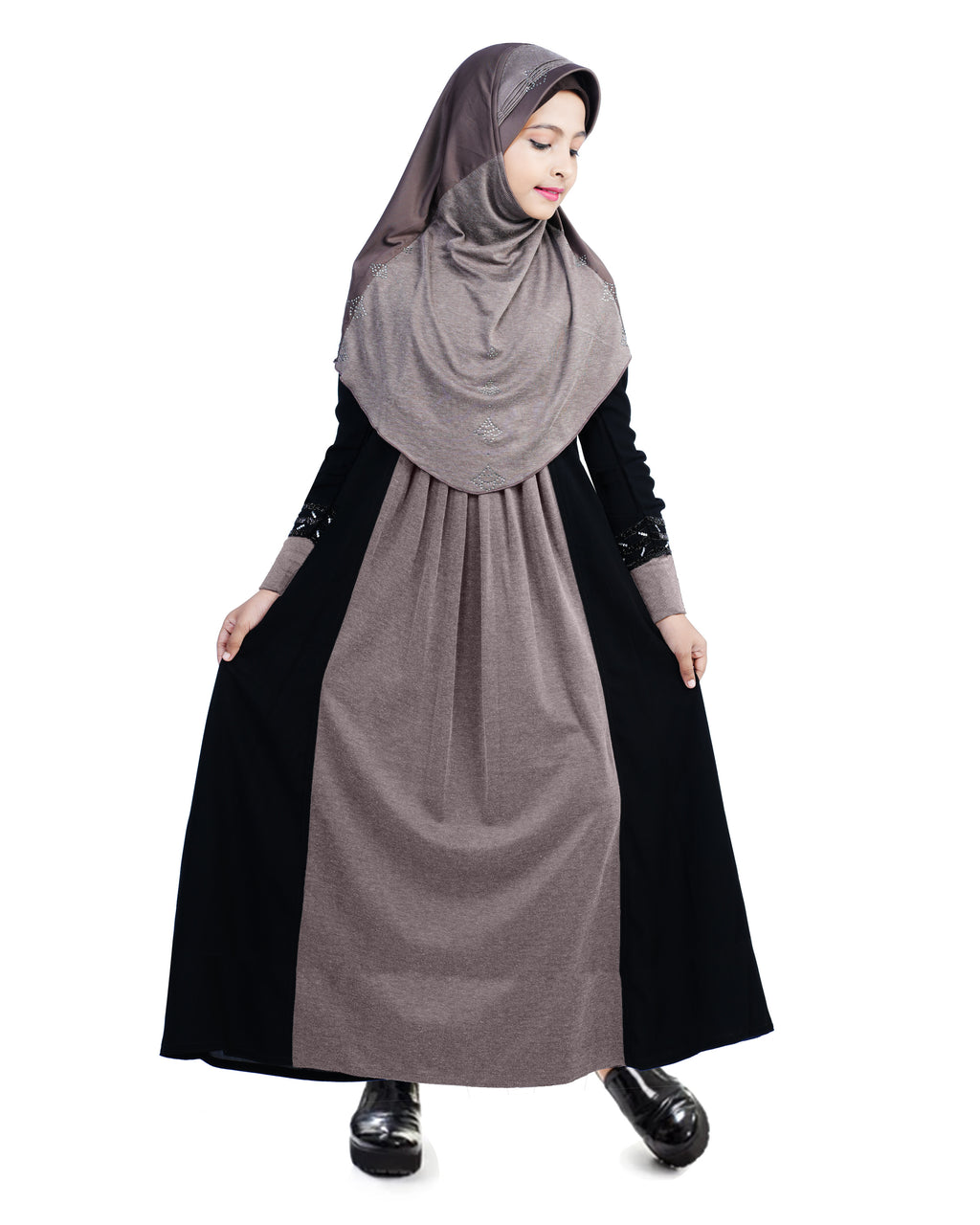 Mehar Hijab Girls's Stylish Look Dual fabric Raima Girls Abaya