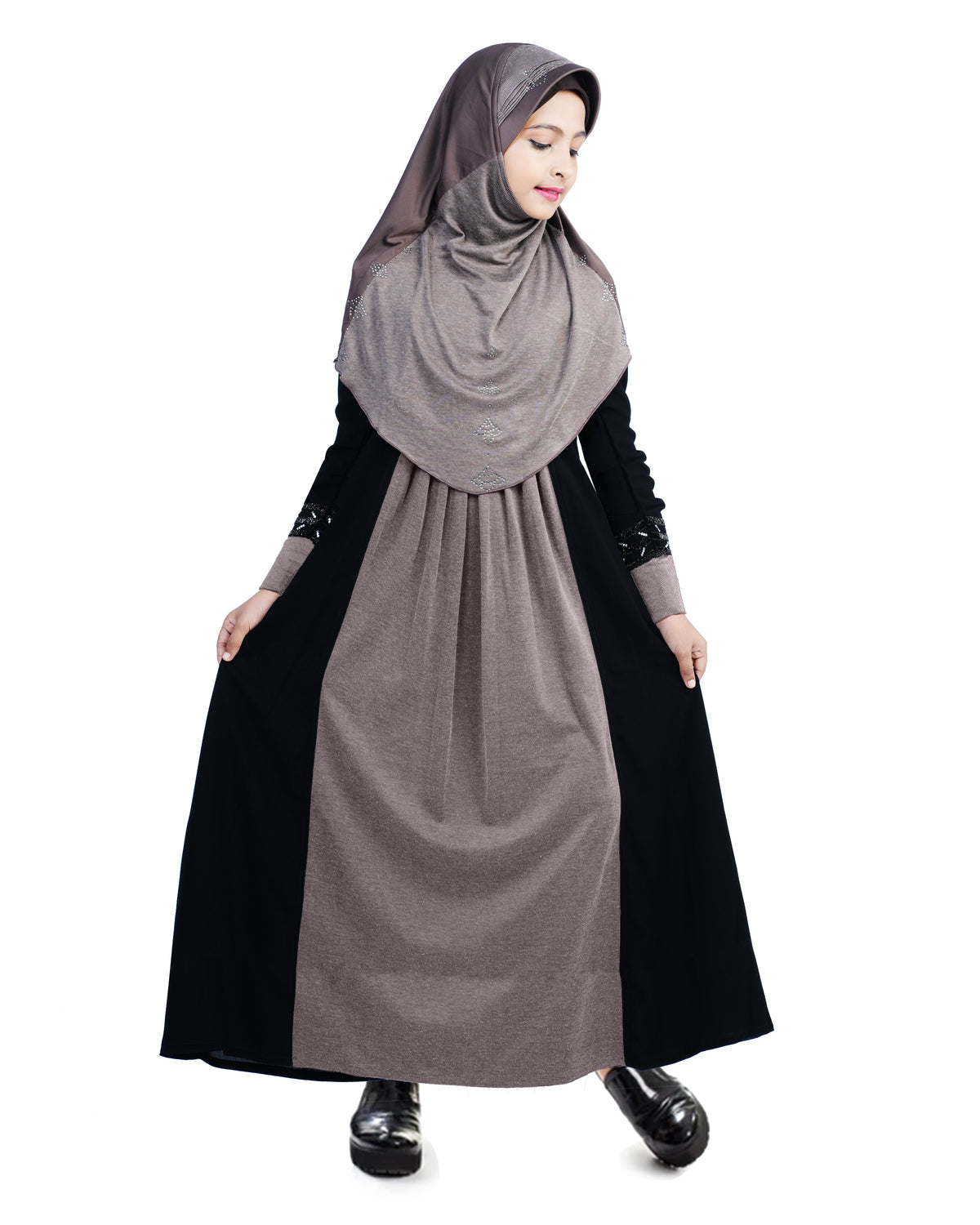 Mehar Hijab Girls's Stylish Look Dual fabric Raima Girls Abaya