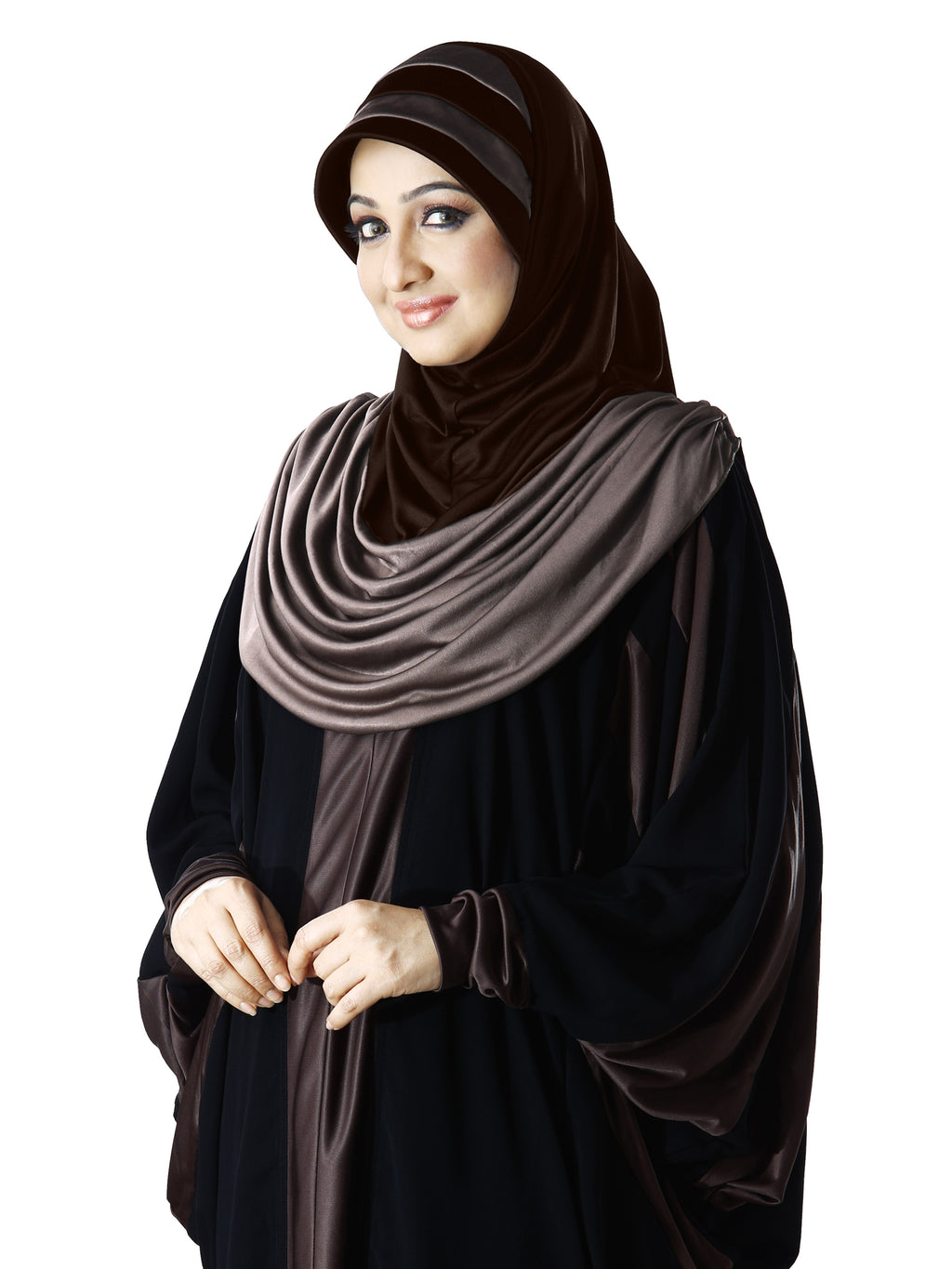 WOMEN'S STYLISH DUAL TONE AFEEFA HIJAB BLACK AND GREY