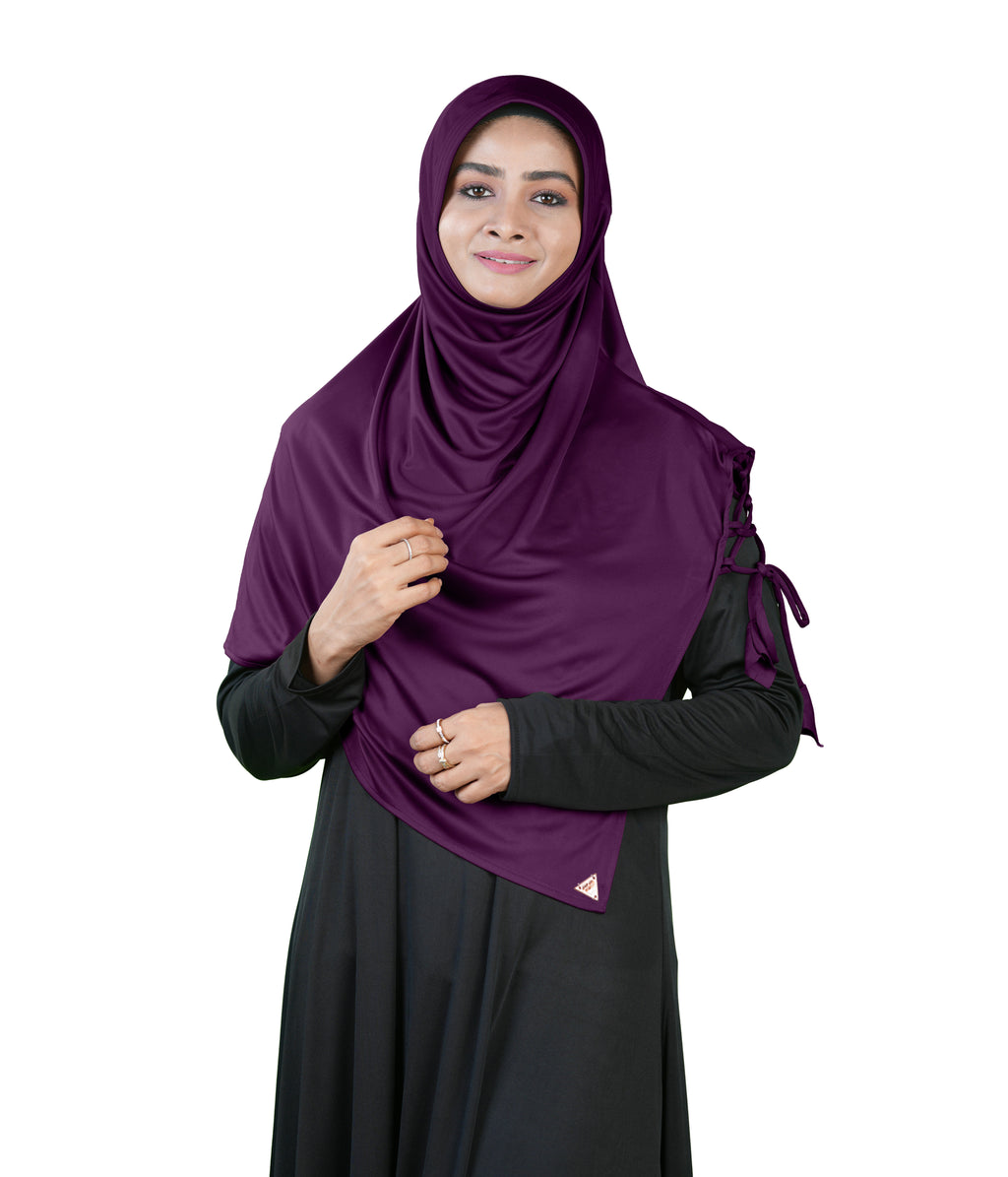 Mehar Famya Elegant Modest Hijab with Lace-Up Shoulder