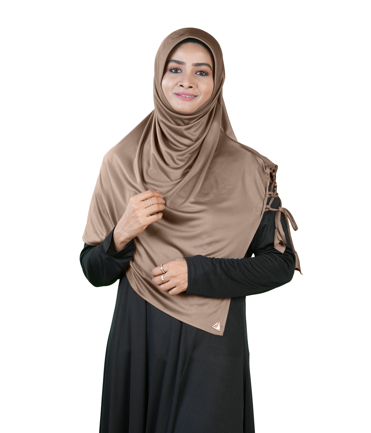 Famya Hijab Elegant Modest Hijab with Lace-Up Shoulder & Stone Embel