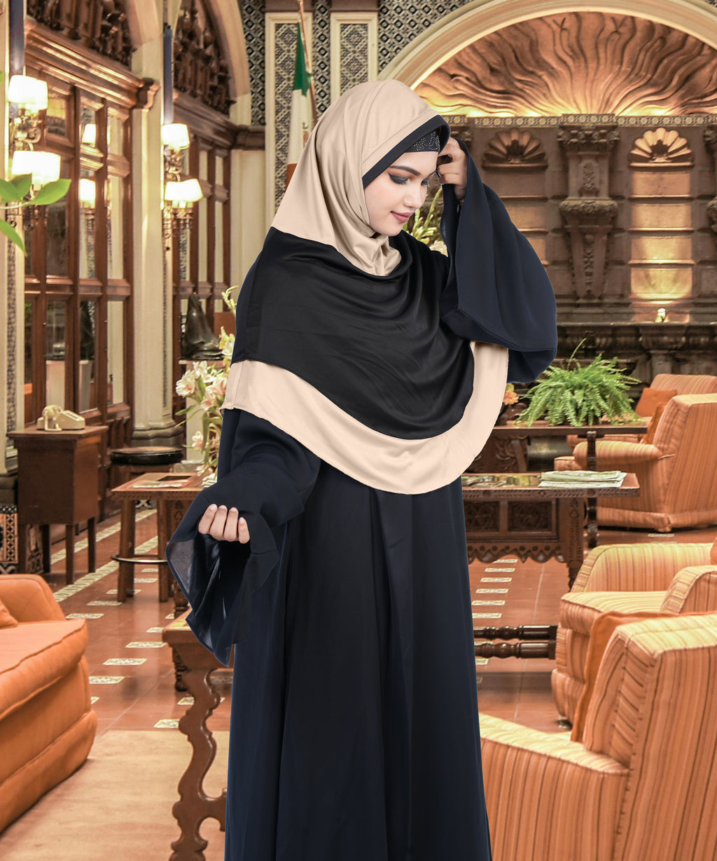 Mehar Dual-Tone Layered Elegance-Coverage-Comfort Razia Hijab