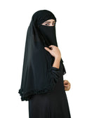 Zeba Sultana Premium Black Niqab with Delicate Frill Border Detailing – Elegant