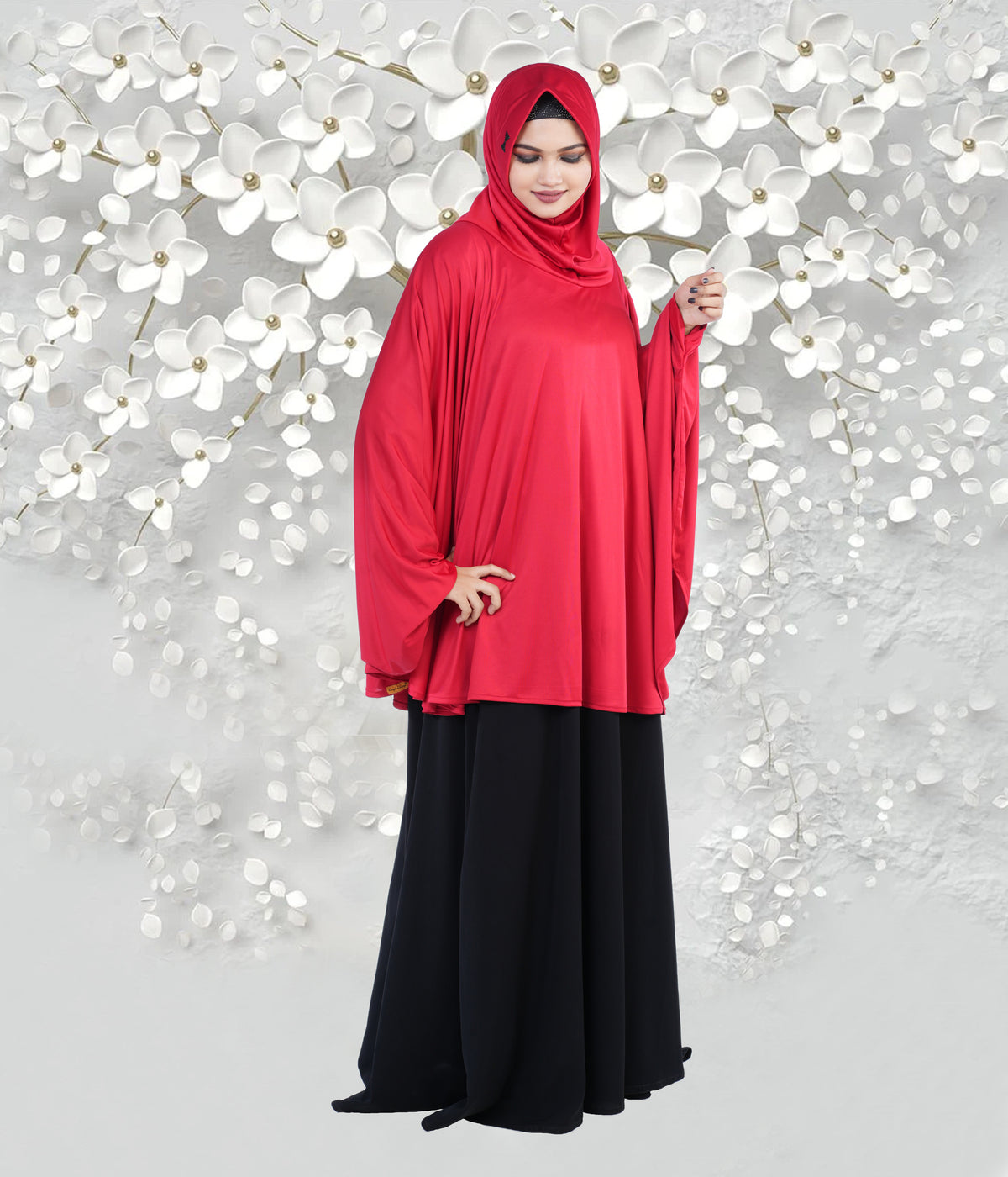 Women's Stylish Soft Rich Polyester Fabric Hanana Sleeve Hijab F Size