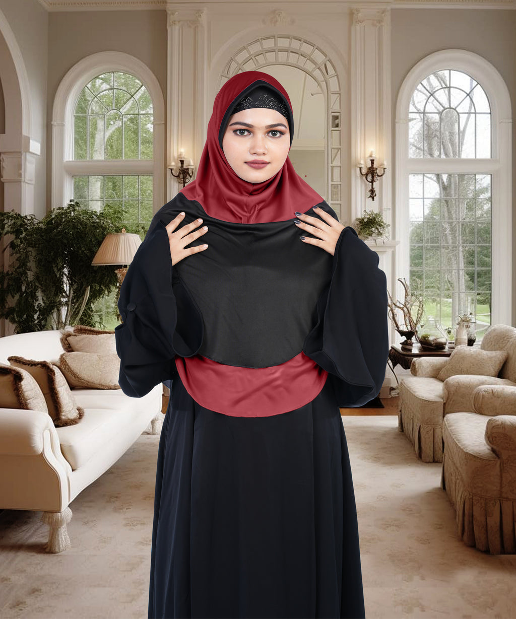 Mehar Dual-Tone Layered Elegance-Coverage-Comfort Razia Hijab