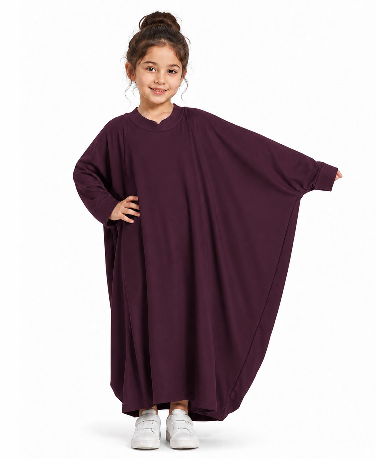 Little Mehariya Kids Lycra Abaya for Girls – Modest Batwing Sleeve Dress