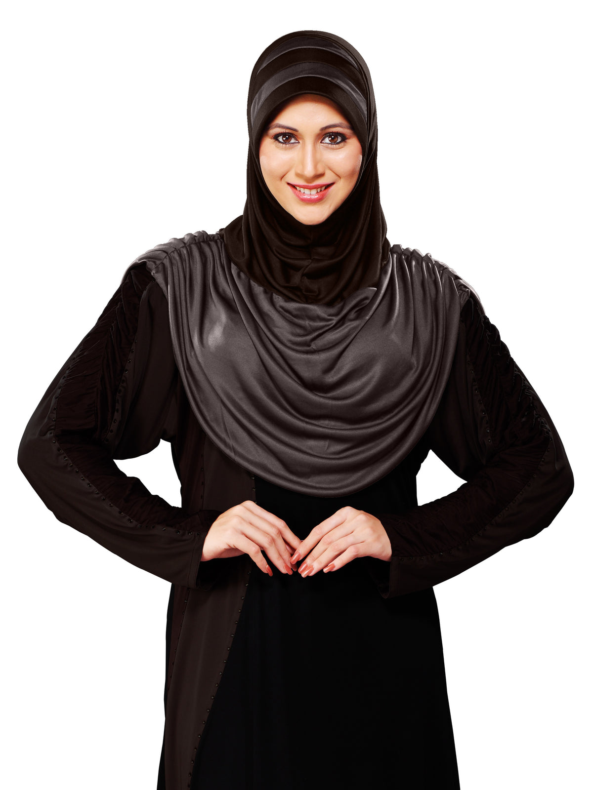 WOMEN'S STYLISH DUAL TONE AFEEFA HIJAB BLACK AND GREY