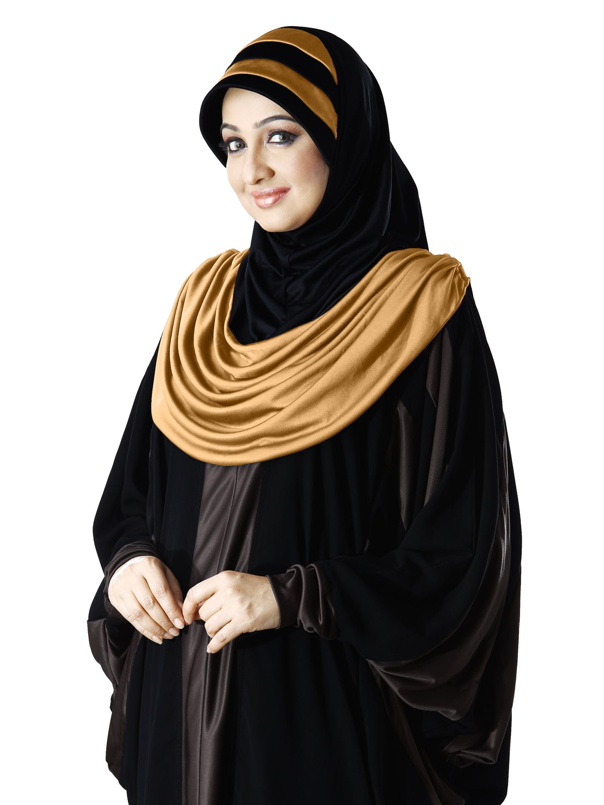 WOMEN'S STYLISH DUAL TONE AFEEFA HIJAB BLACK AND GREY