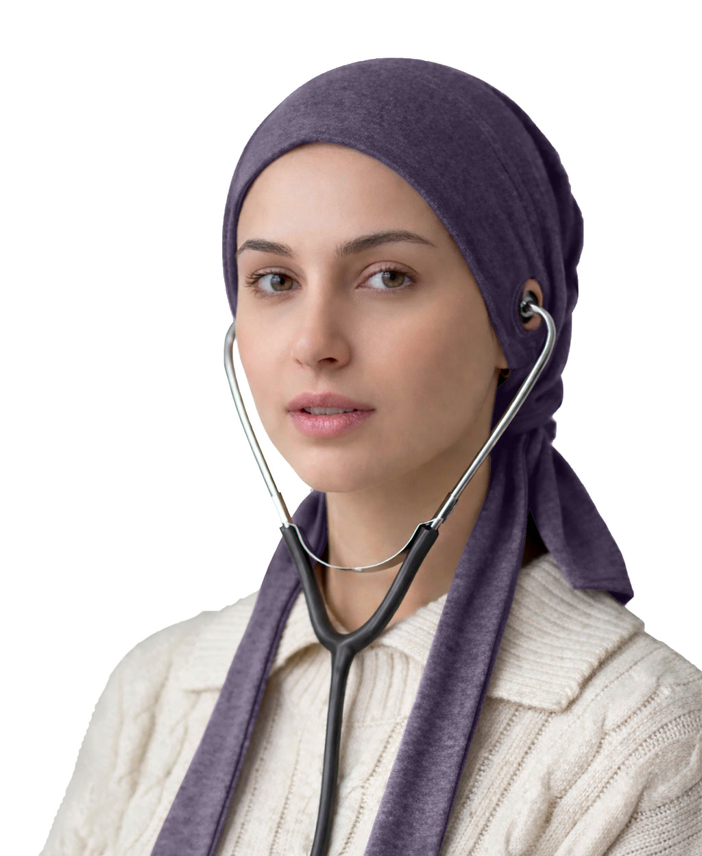 Dr. Ayesha Volume Tail Cap,Stretch Hijab with Stethoscope Ear Hole.Breat