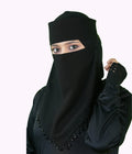 Mehar Hijab | Inaya Black Niqab with Beaded Triangle Embroidery and Headband Cap