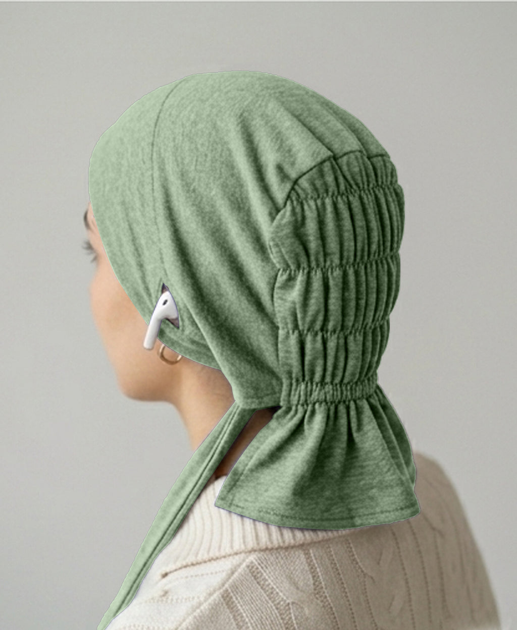 Dr. Ayesha Volume Tail Cap,Stretch Hijab with Stethoscope Ear Hole.Breat