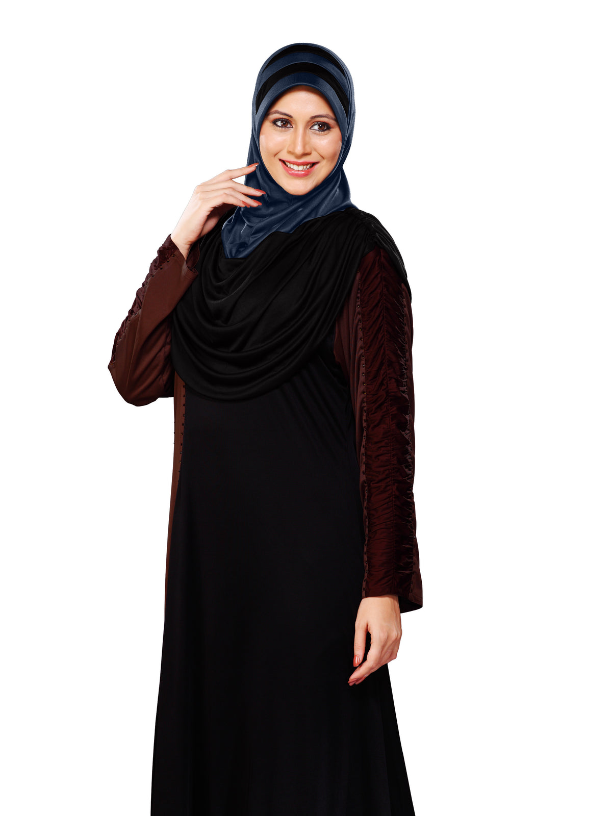 WOMEN'S STYLISH DUAL TONE AFEEFA HIJAB BLACK AND GREY