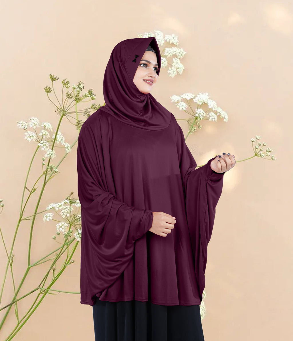 Women's Stylish Soft Rich Polyester Fabric Hanana Sleeve Hijab F Size