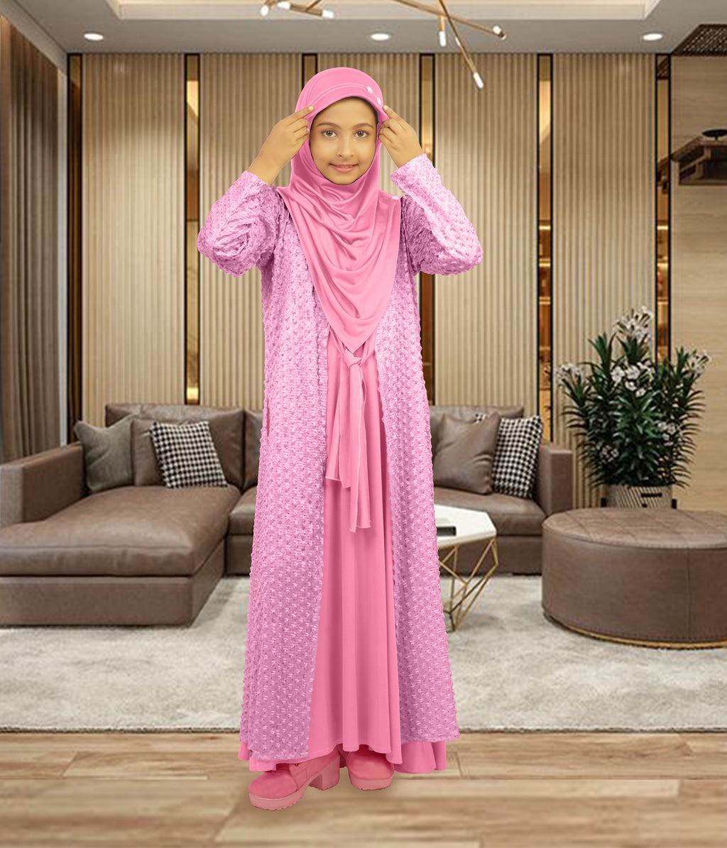 Mehar Hijab's Girls's 3 - Ps Abaya Set Elegant Look Fara Little Abaya