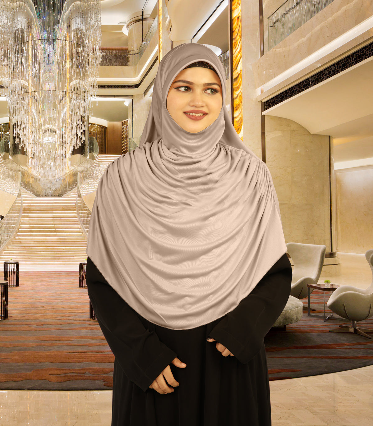 Modest Women's Fleeted Stylish Feel Good Fabric FAEEZAH Hijab Wheat