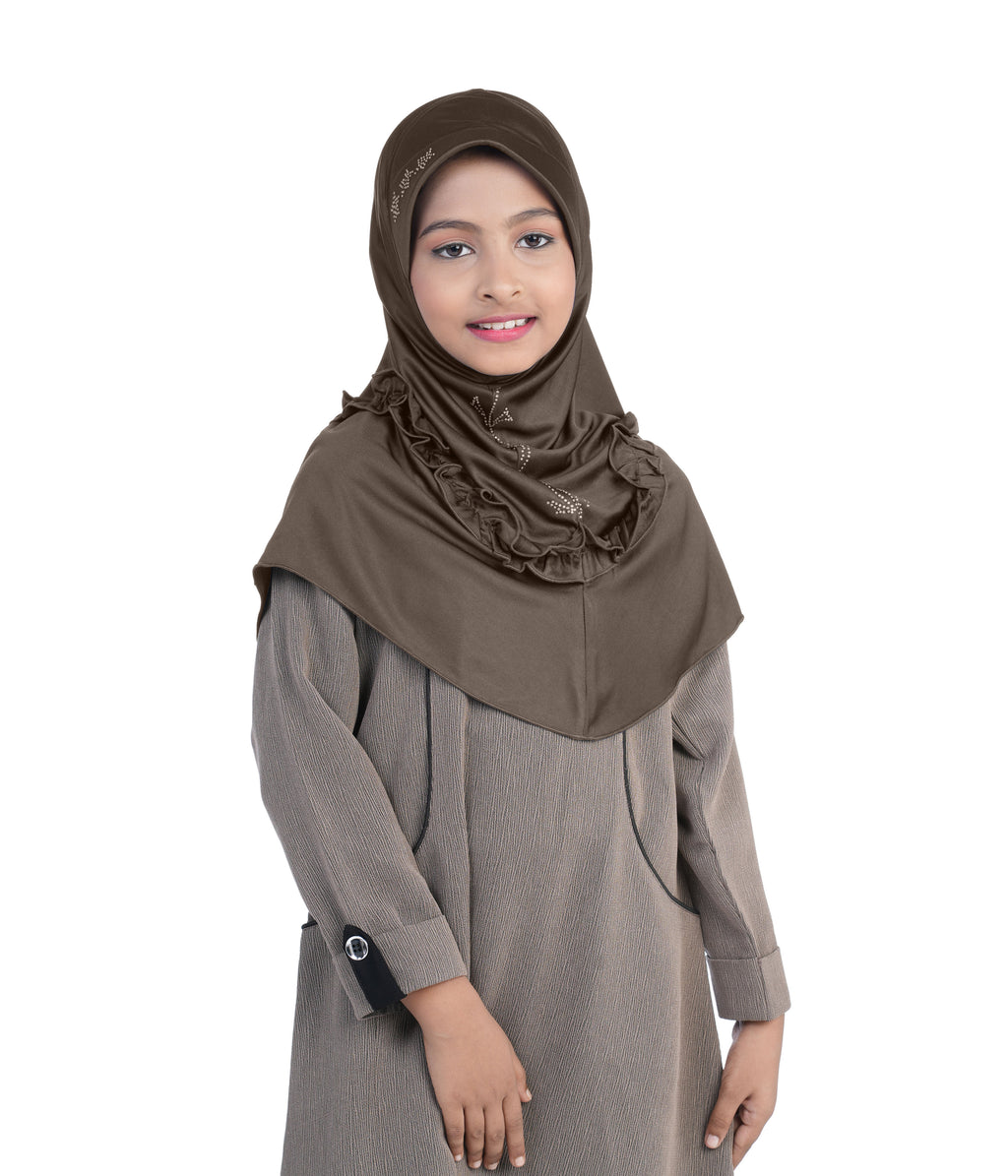 Mehar Little Nidha Hijab for Girls – Embellished with Embroidery, Rhinestones