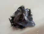 Women's Flower Brooches Sillver and Black feathers( pack of 2)