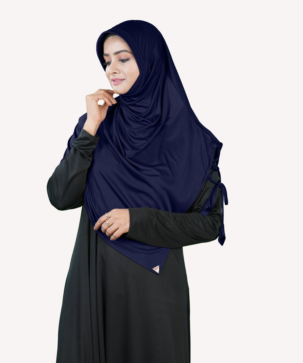 Mehar Famya Elegant Modest Hijab with Lace-Up Shoulder