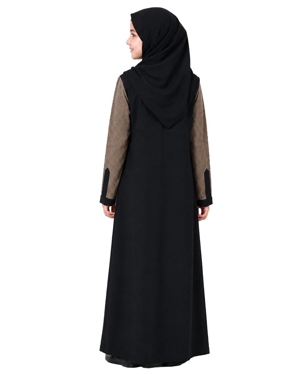 Mehar Little Zarah Kids Abaya with Matching Shawl | Elegant Grain Design | Shoul