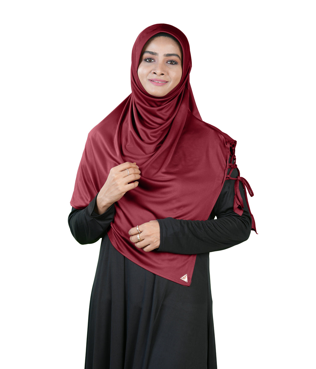 Mehar Famya Elegant Modest Hijab with Lace-Up Shoulder