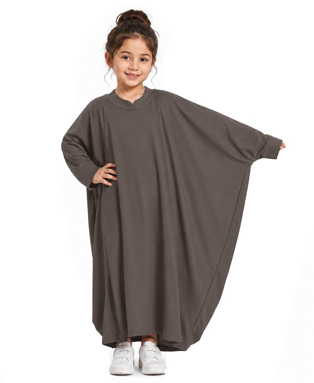 Little Mehariya Kids Lycra Abaya for Girls – Modest Batwing Sleeve Dress