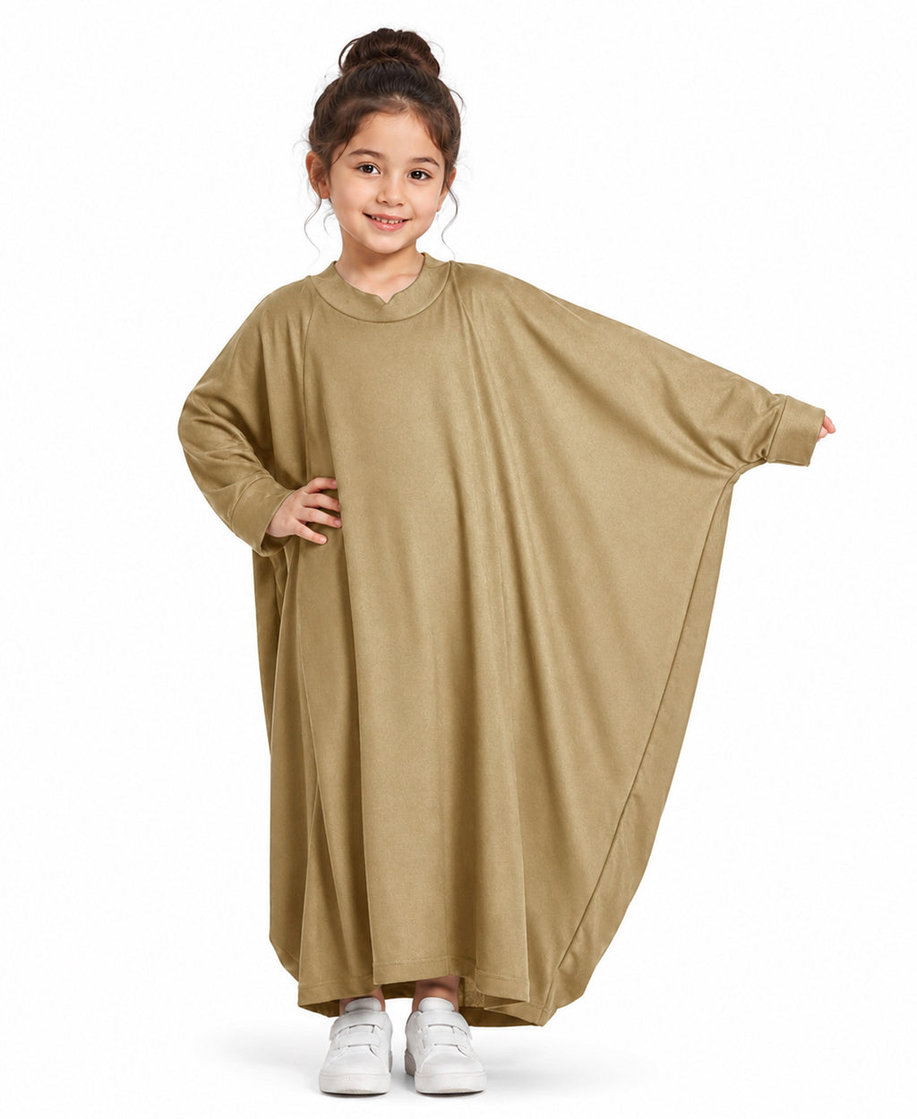 Little Mehariya Kids Lycra Abaya for Girls – Modest Batwing Sleeve Dress